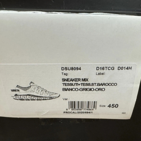 Versace Men's White Trigreca Lace Up Low-Top Sneaker US 12/EU 45 - Picture 8 of 8